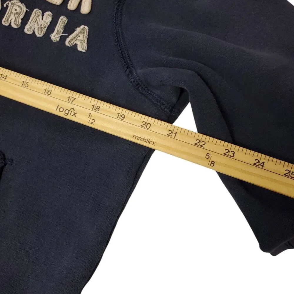 HOLLISTER Sweater Womens Medium Blue Spell Out Pockets Full Zip Hoodie Distress